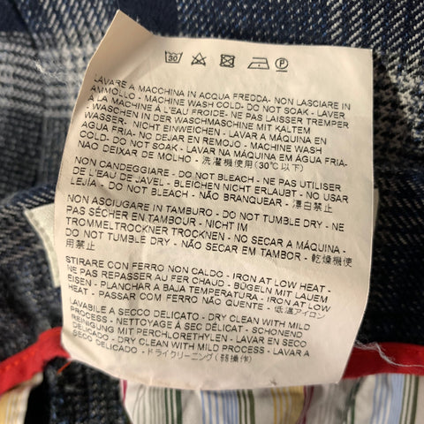 ETRO Size 34 Navy Grey Tartan Cotton Straight Casual Pants