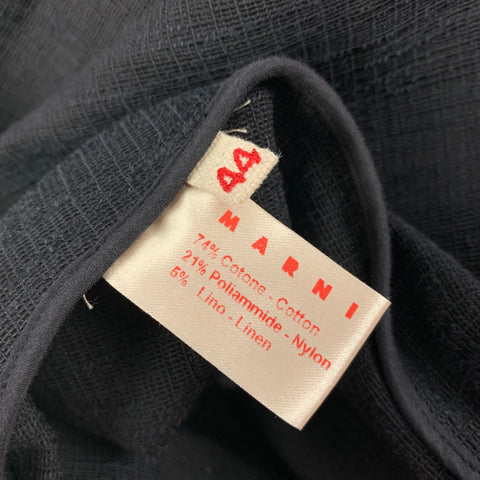 MARNI Size 8 Black Cotton Blend Short Sleeve Coat