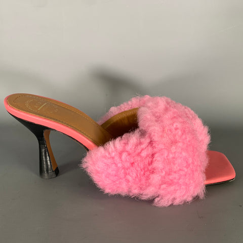 ALL TOMORROW'S PARTIES Size 7 Pink Wool Textured Leather Trim Mules Pumps