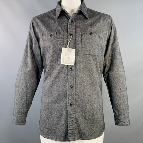 ENGINEERED GARMENTS Size L Grey Heather Cotton Two Pockets Long Sleeve Shirt
