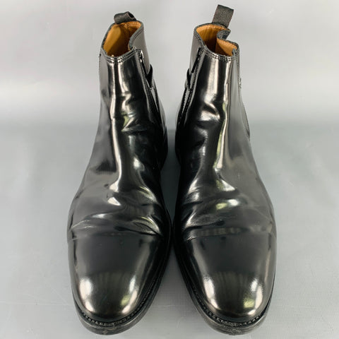 BROLETTO Size 11 Black Patent Leather Side Zipper Boots