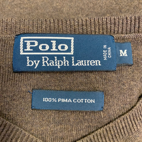 POLO by RALPH LAUREN Size M Brown Pima Cotton V-Neck Pullover