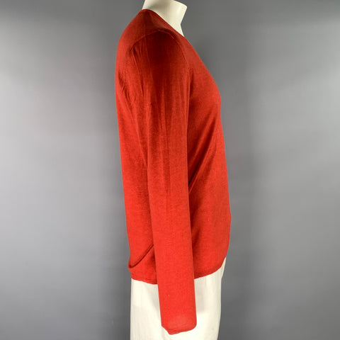 JOHN VARVATOS Size L Red Cashmere silk V Neck Pullover