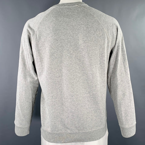 BARBOUR Size L Heather Grey Black Cotton Crew Neck Pullover