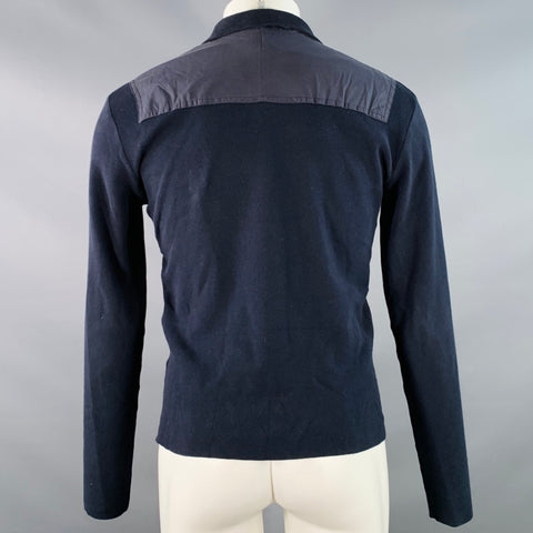 PRADA Size M Navy Cotton Layered 1/4 Zip Pullover