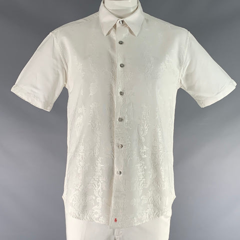 ROBERT GRAHAM Size XL White Embroidery Cotton Button Up Short Sleeve Shirt