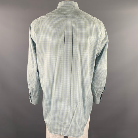 LUCIANO BARBERA Size XXL Blue Green & Yellow Gingham Cotton Long Sleeve Shirt