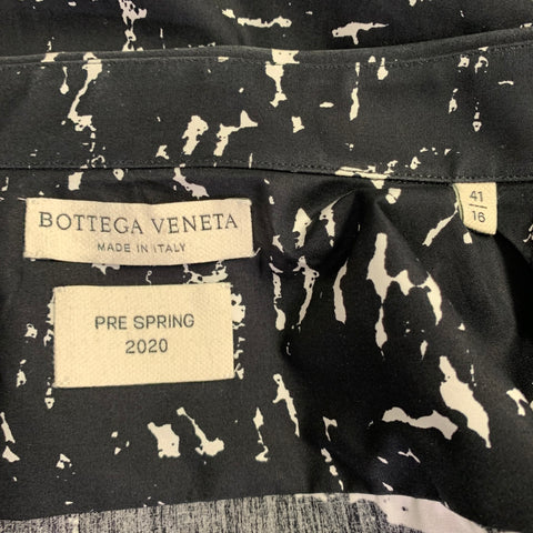 BOTTEGA VENETA Pre-Spring 2020 Size M Black White Cotton Button Up Long Sleeve Shirt