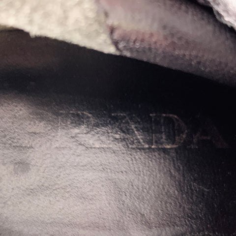 PRADA Size 7.5 Black Silver Suede Back Zip Pointed Toe Calf High Boots