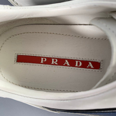 PRADA Size 7.5 -Monte Carlo- White Navy Color Block Sneakers
