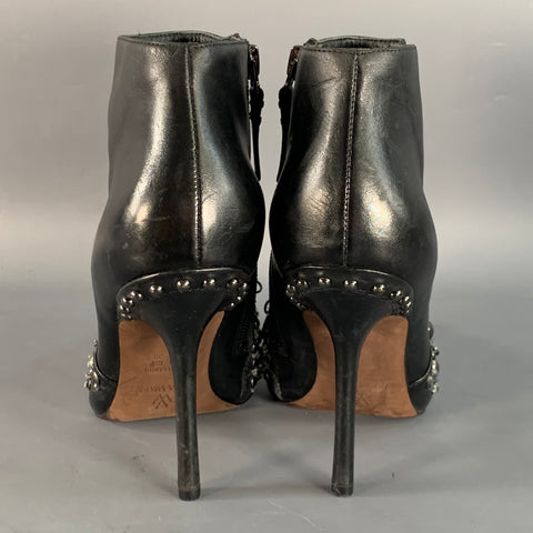 VERA WANG Size 6 Black Leather Studded Side Zipper Stiletto Boots