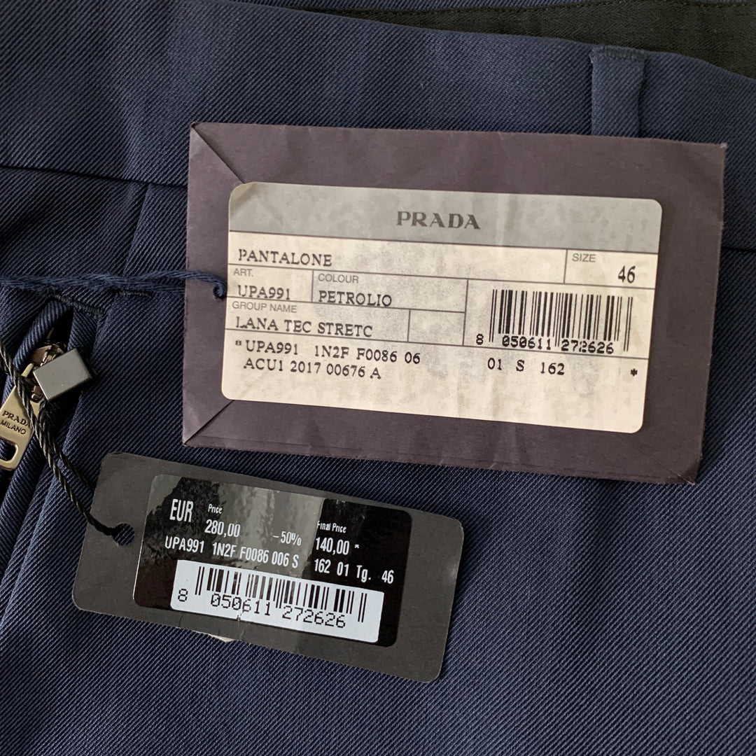 PRADA Size 32 Navy Virgin Wool Blend Pants