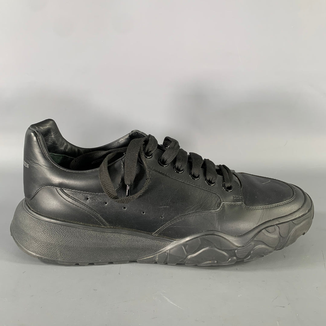 ALEXANDER MCQUEEN Size 10.5 Black Leather Sneakers