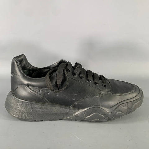 ALEXANDER MCQUEEN Size 10.5 Black Leather Sneakers