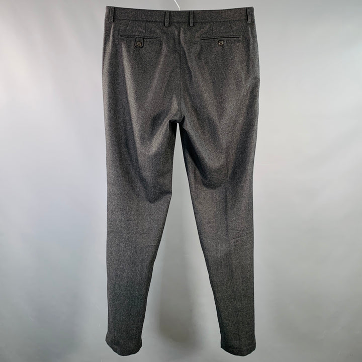 ADAM KIMMEL Size L Charcoal Grey Wool Twill Tapered Zip Fly Dress Pants
