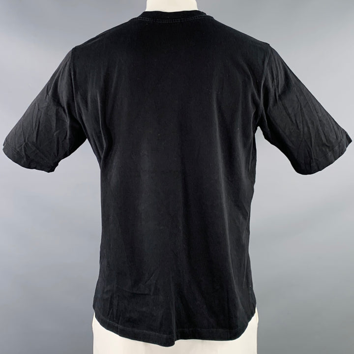 HELMUT LANG Size L Austria Black Red Print Cotton Crew Neck T-shirt