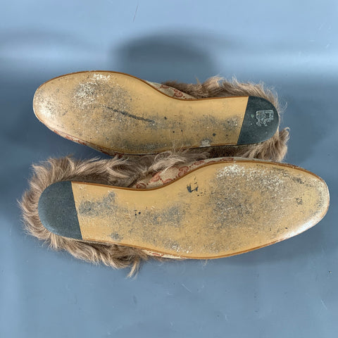 GUCCI Size 11.5 Guccissima Beige Rust Monogram Canvas Slip-On Loafers