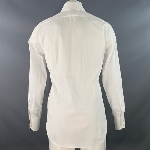 TOM FORD Size S White Cotton Curved Cutaway Long Sleeve Shirt