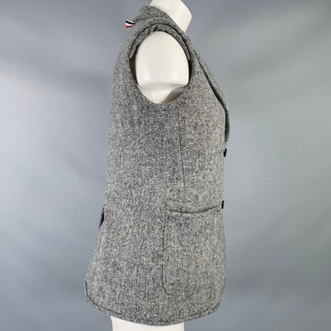 THOM BROWNE Size 0 Black Grey Wool Mohair Donegal Vest