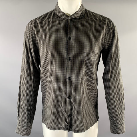LEMAIRE Size S Black Cream Check Cotton Blend Cutaway Long Sleeve Shirt