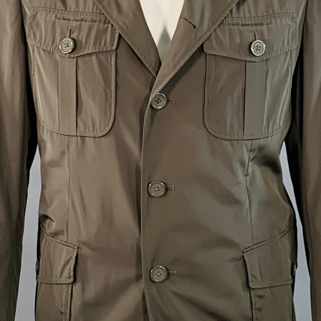 ARMANI COLLEZIONI Size 44 Green Olive Polyester Buttoned Pockets Jacket