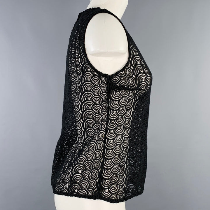 DIANE VON FURSTENBERG Size 4 Black Circles Sleeveless Casual Top