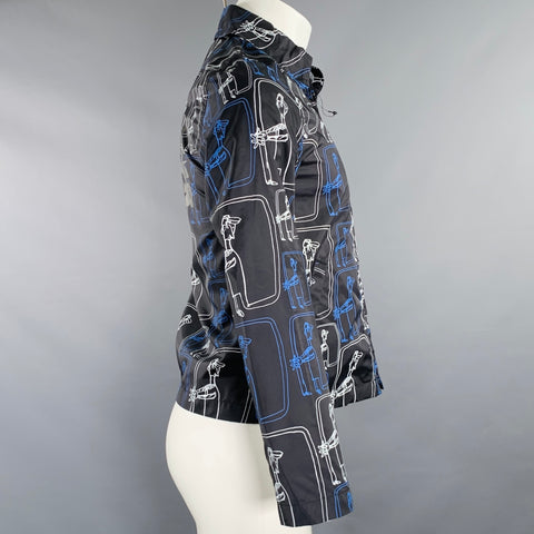 COMME des GARCONS 2014 Size XS Black White Blue Cartoon Nylon Jacket