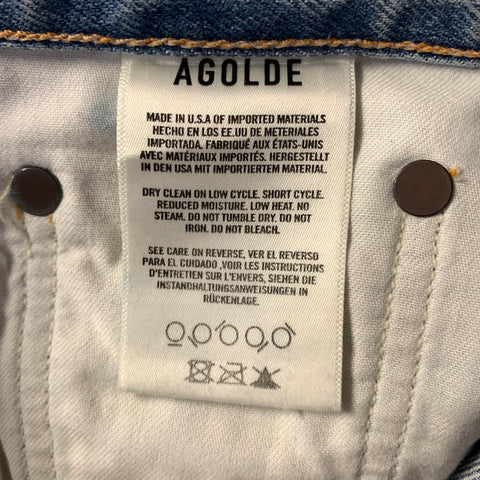 AGOLDE Size 28 Silver Metallic Denim Button Fly Jeans