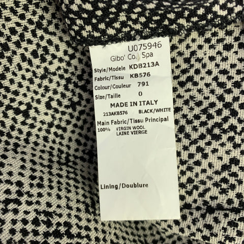 Pantalon habillé MICHAEL KORS COLLECTION taille 0, en tweed de laine noir et blanc, avec fermeture éclair latérale.
