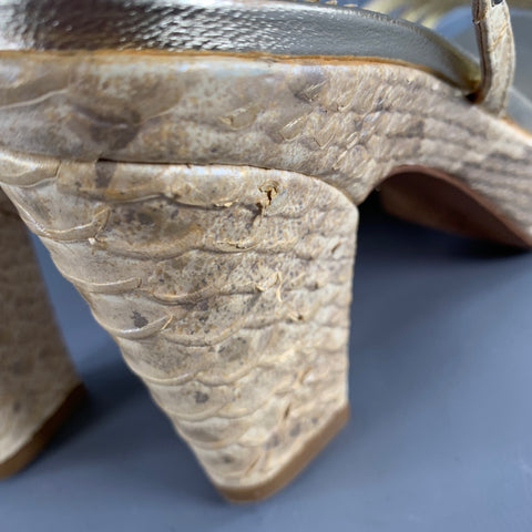 ELIZA Size 6 Beige Leather Embellishment Platform Sandals