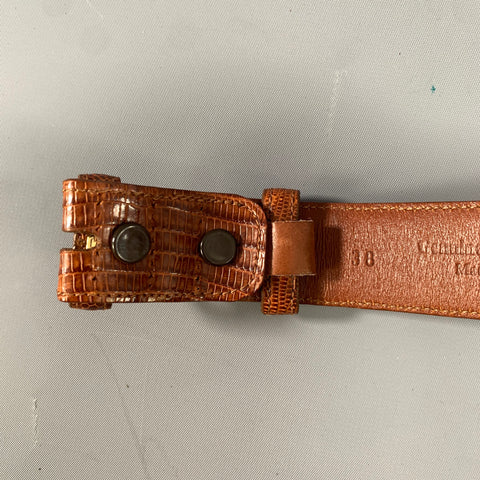COACH Size 38 Brown Crackled Lizard Belt