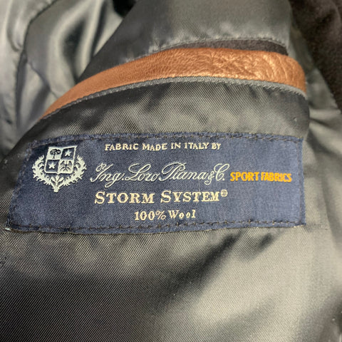 GOLDEN BEAR Size L Navy Wool Zip Buttons Coat