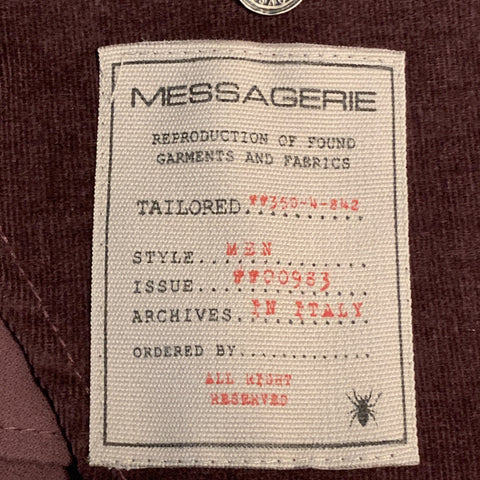 MESSAGERIE Burgundy Size 36 Cotton / Elastane Corduroy Notch Lapel Sport Coat