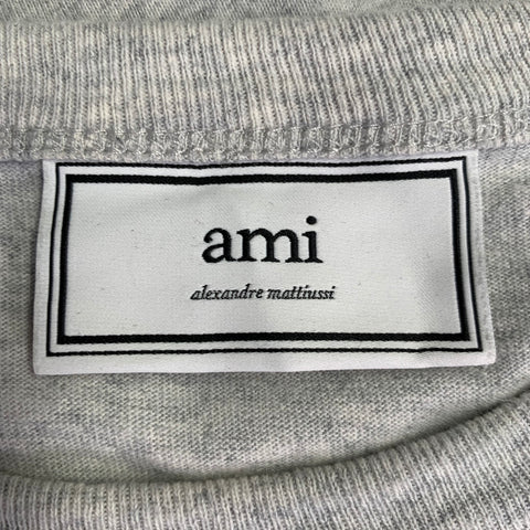 AMI by ALEXANDRE MATTIUSSI x SMILEY Size S Grey Heather Smiley Face Patch T-shirt