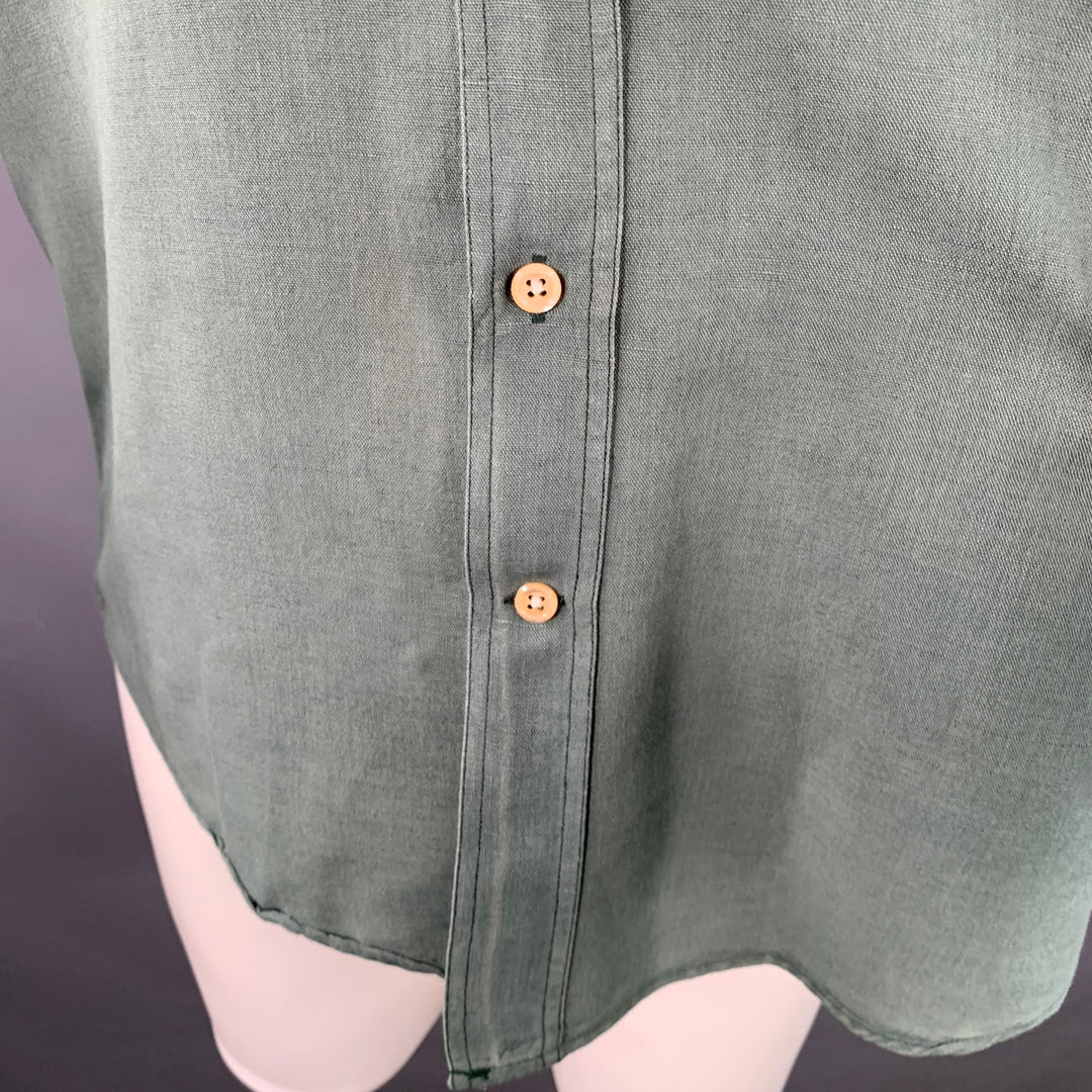 OUR LEGACY Size 38 Green Cotton One Pocket Long Sleeve Shirt