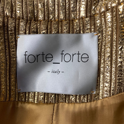 FORTE_FORTE Size M Gold Metallic Notch Lapel Jacket  Blazer