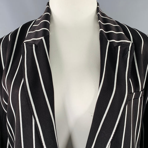 HAIDER ACKERMANN Size L Black White Rayon Stripe Blazer