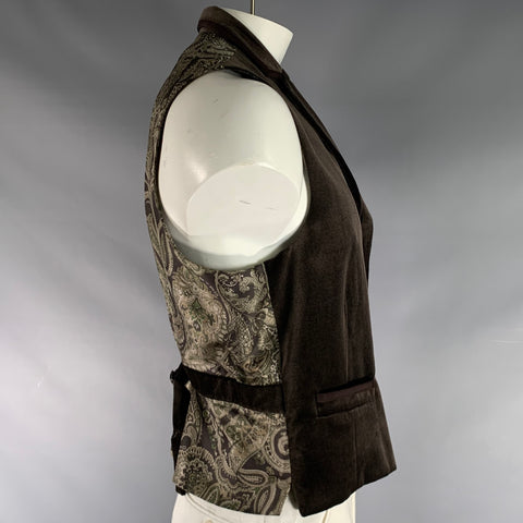 ETRO Size 46 Brown Velvet Cotton Notch Lapel Vest