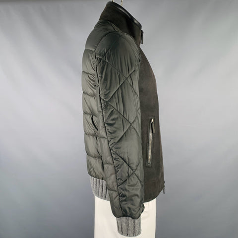 FRAUENSCHUH Size L Grey Mixed Materials Wool Zip Up Jacket