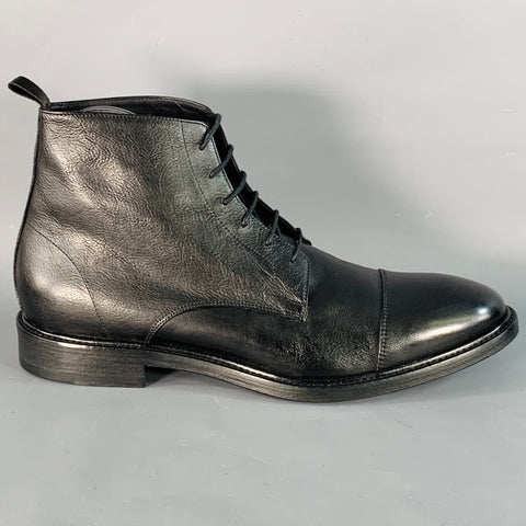 PAUL SMITH Size 11 Black Leather Cap Toe Lace-Up Ankle Boots