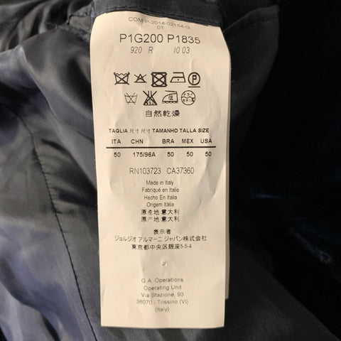 EMPORIO ARMANI Size 40 Navy Velvet Acetate Viscose Sport Coat