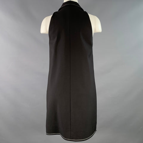 SANDRO Size 4 Black Gold Polyester Blend Contrast Stitch Sleeveless Dress