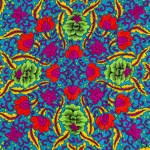 YVES SAINT LAURENT Bufanda de seda con estampado floral abstracto multicolor