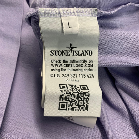STONE ISLAND Size L Purple Cotton Logo Half Placket Polo