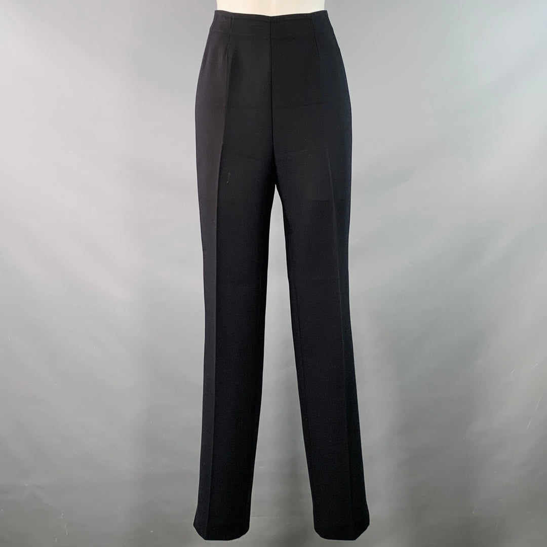 AKRIS Size 8 Black Wool Blend Side Zipper Slim Straight Dress Pants