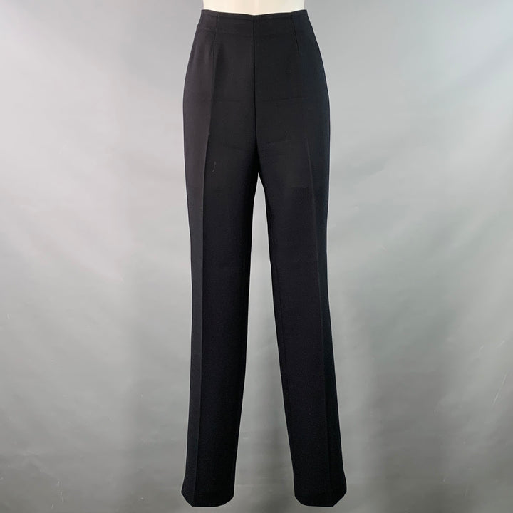 AKRIS Size 8 Black Wool Blend Side Zipper Slim Straight Dress Pants