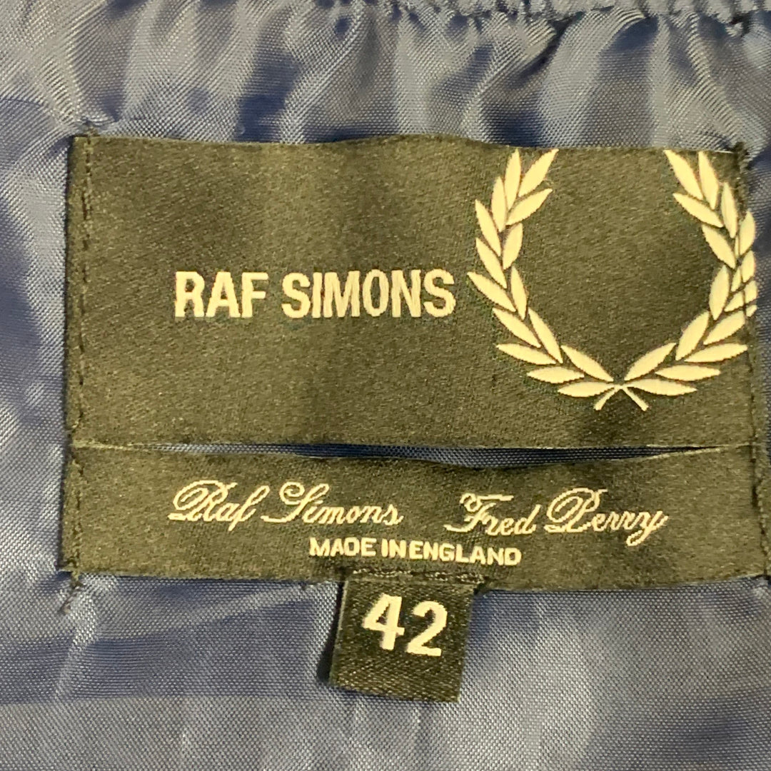 FRED PERRY x RAF SIMONS Size 42 Black Navy Polyester Zip Up Bomber Jacket