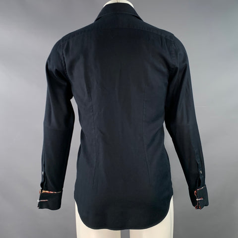 TAKUMI Size XS Black Red Cotton French Cuff Long Sleeve Shirt