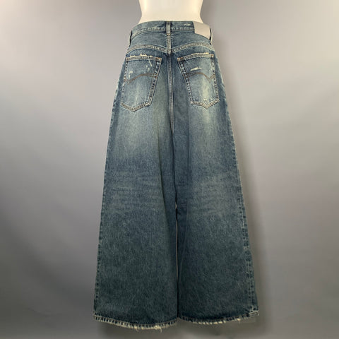 BALENCIAGA Size 26 Blue Polyester Cotton Wide Leg Jeans