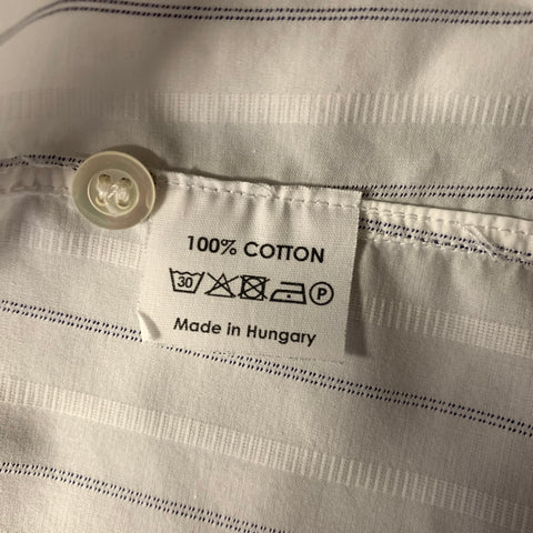 DRIES VAN NOTEN Size 4 White Navy Cotton Stripe Button Up Shirt